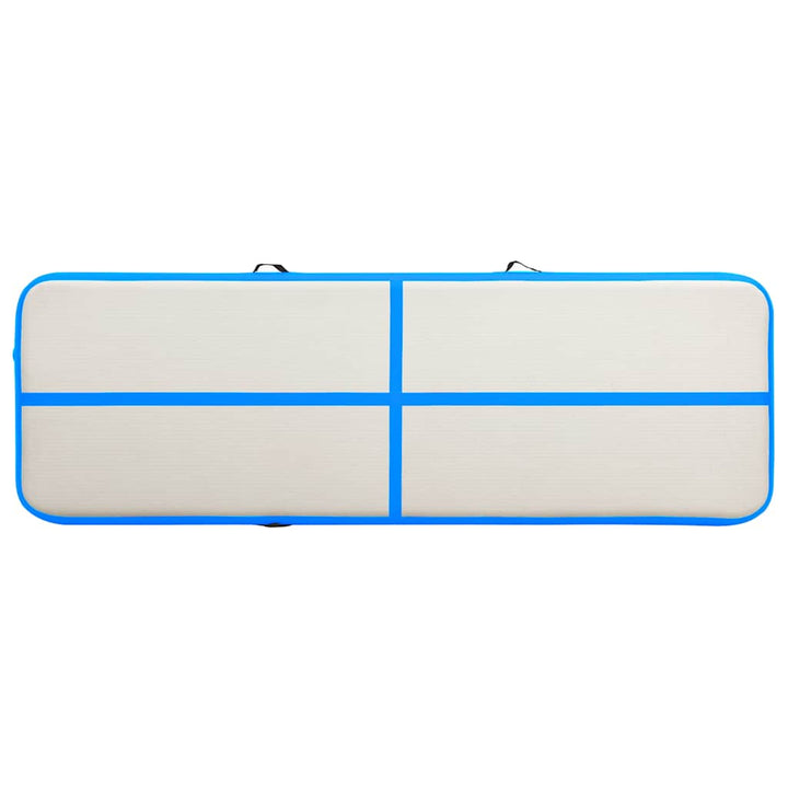 oppustelig gymnastikmåtte m. pumpe 400x100x15 cm PVC blå