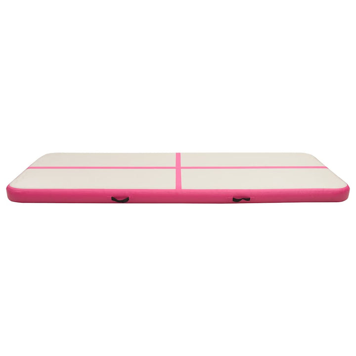 oppustelig gymnastikmåtte m. pumpe 500x100x15 cm PVC lyserød