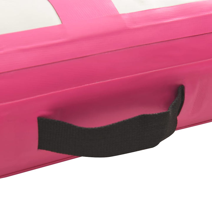 oppustelig gymnastikmåtte m. pumpe 500x100x15 cm PVC lyserød