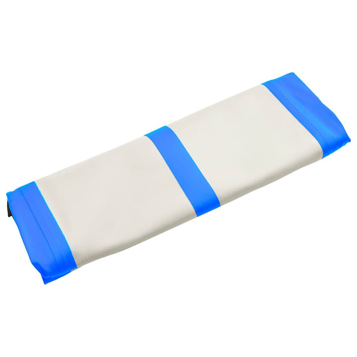 oppustelig gymnastikmåtte m. pumpe 500x100x15 cm PVC blå