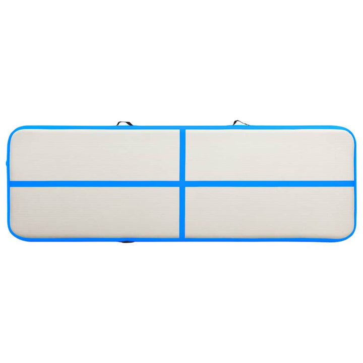 oppustelig gymnastikmåtte m. pumpe 500x100x15 cm PVC blå
