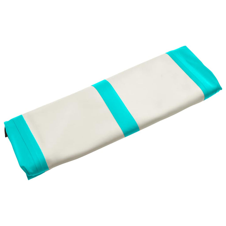 oppustelig gymnastikmåtte m. pumpe 500x100x15 cm PVC grøn
