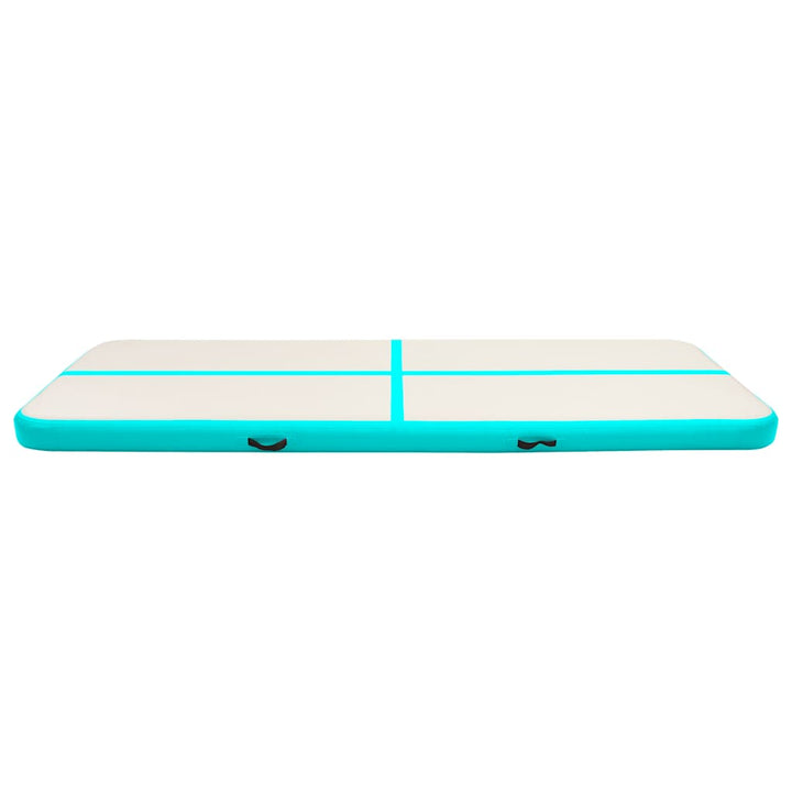 oppustelig gymnastikmåtte m. pumpe 500x100x15 cm PVC grøn