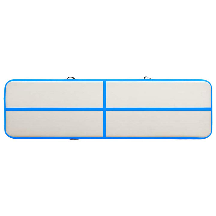 oppustelig gymnastikmåtte m. pumpe 600x100x15 cm PVC blå