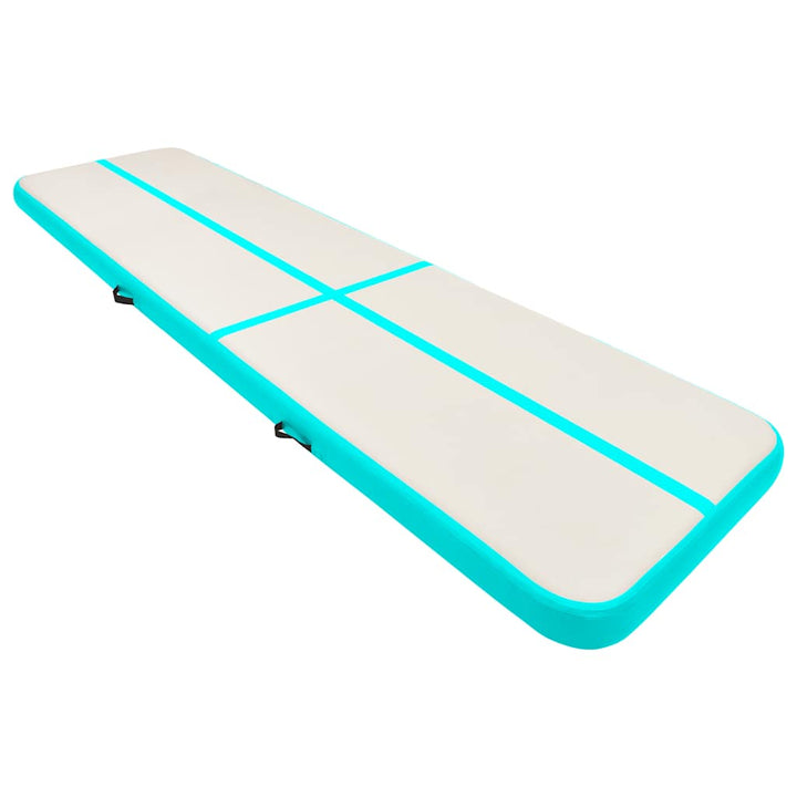 oppustelig gymnastikmåtte m. pumpe 600x100x15 cm PVC grøn