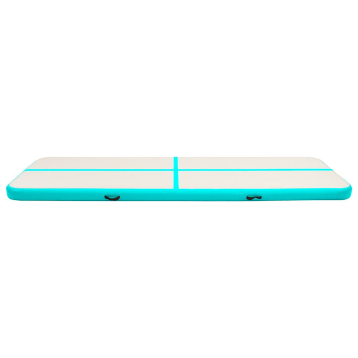 oppustelig gymnastikmåtte m. pumpe 600x100x15 cm PVC grøn