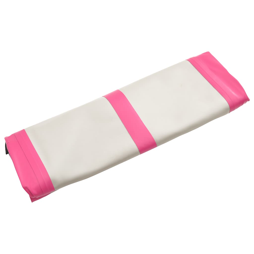 oppustelig gymnastikmåtte m. pumpe 700x100x15 cm PVC lyserød