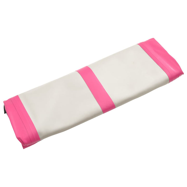 oppustelig gymnastikmåtte m. pumpe 700x100x15 cm PVC lyserød