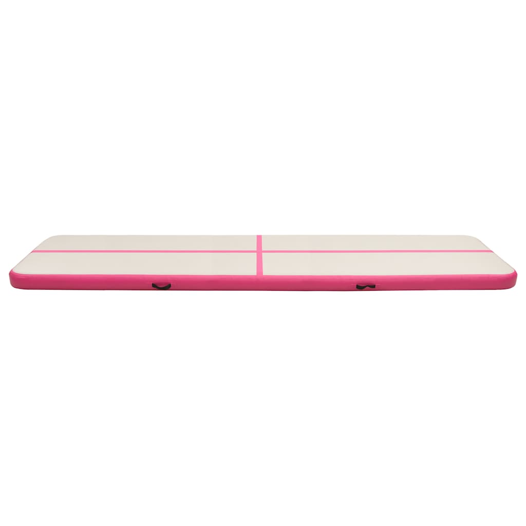 oppustelig gymnastikmåtte m. pumpe 700x100x15 cm PVC lyserød