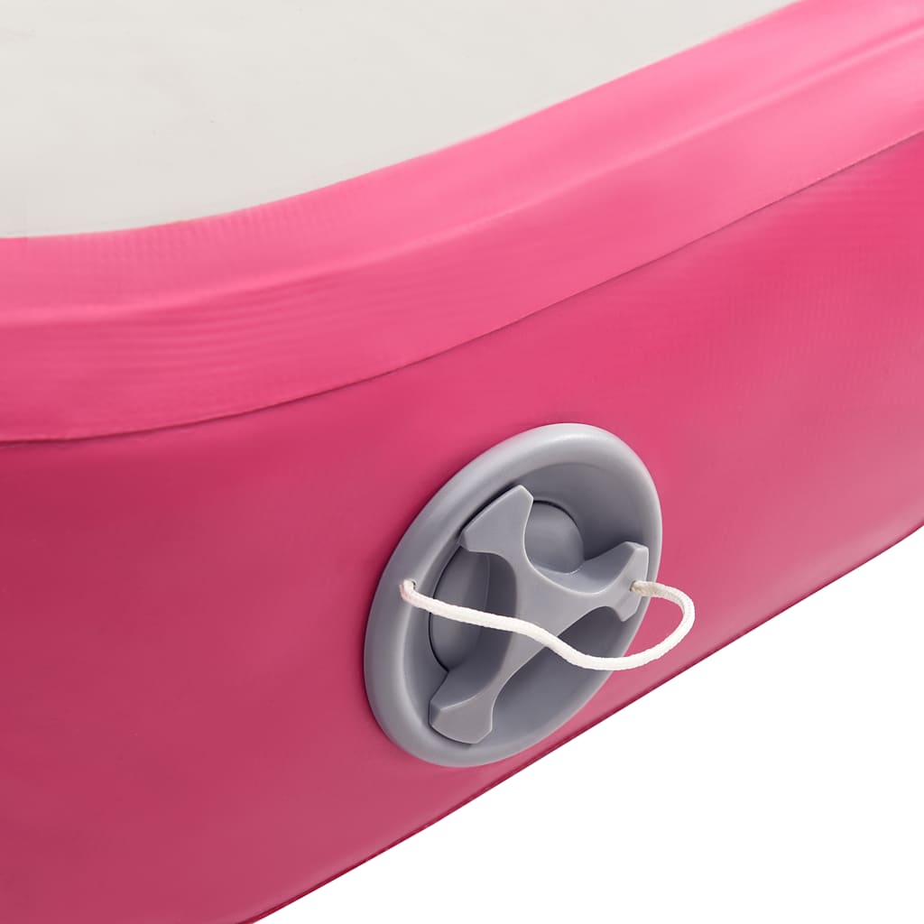 oppustelig gymnastikmåtte m. pumpe 700x100x15 cm PVC lyserød