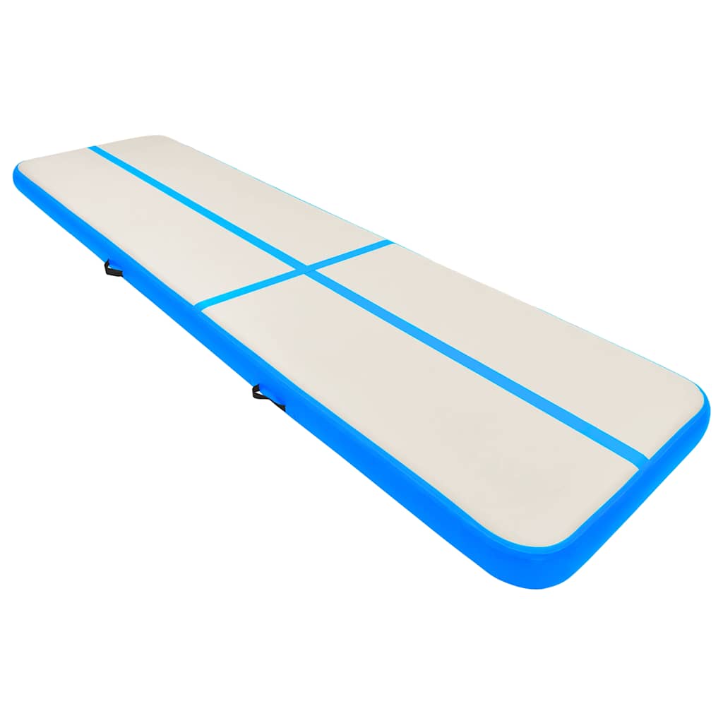 oppustelig gymnastikmåtte m. pumpe 700x100x15 cm PVC blå