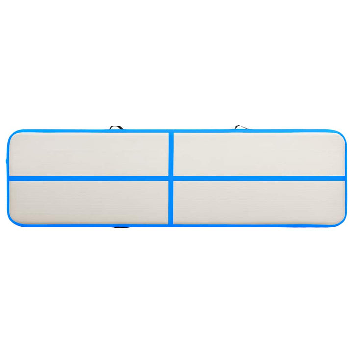 oppustelig gymnastikmåtte m. pumpe 700x100x15 cm PVC blå