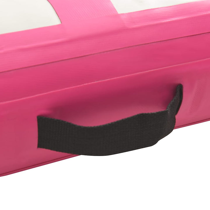 oppustelig gymnastikmåtte m. pumpe 800x100x15 cm PVC lyserød