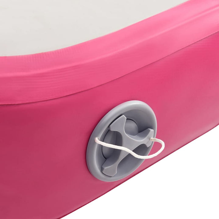 oppustelig gymnastikmåtte m. pumpe 800x100x15 cm PVC lyserød