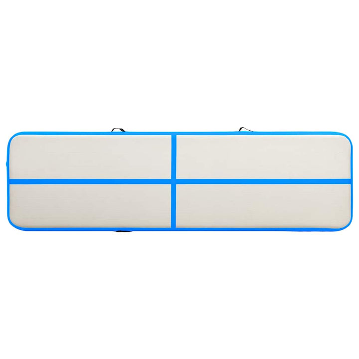 oppustelig gymnastikmåtte m. pumpe 800x100x15 cm PVC blå