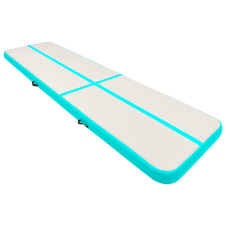 oppustelig gymnastikmåtte m. pumpe 800x100x15 cm PVC grøn