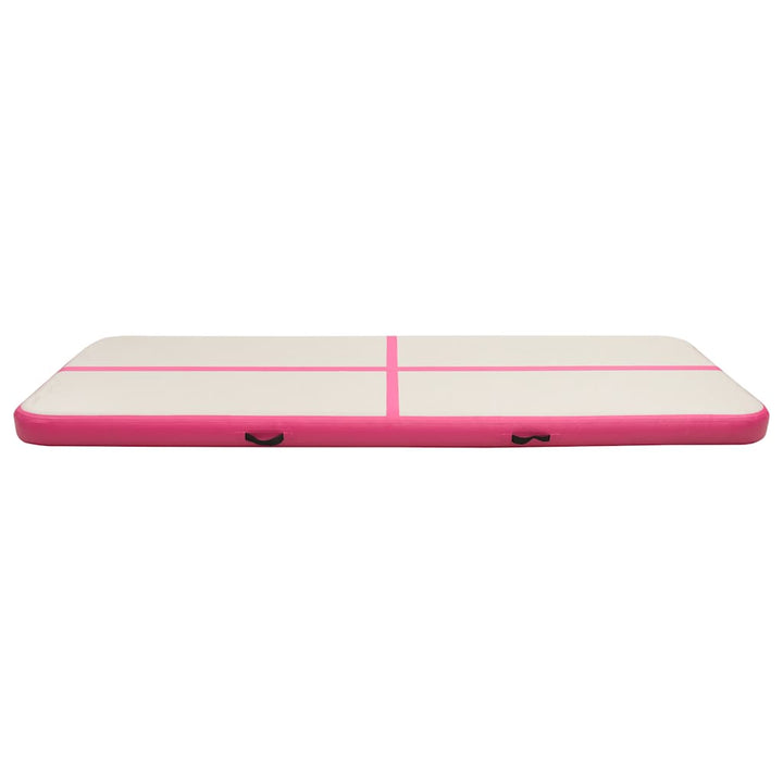 oppustelig gymnastikmåtte med pumpe 300x100x20 cm PVC lyserød