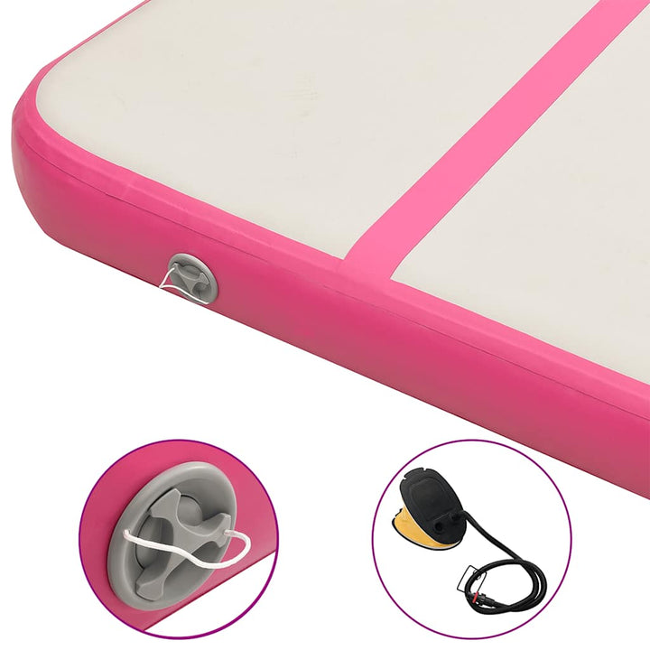 oppustelig gymnastikmåtte med pumpe 300x100x20 cm PVC lyserød