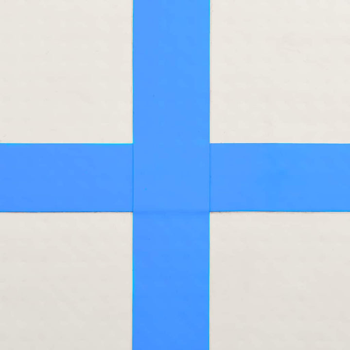 oppustelig gymnastikmåtte med pumpe 300x100x20 cm PVC blå