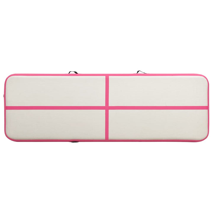 oppustelig gymnastikmåtte med pumpe 500x100x20 cm PVC lyserød