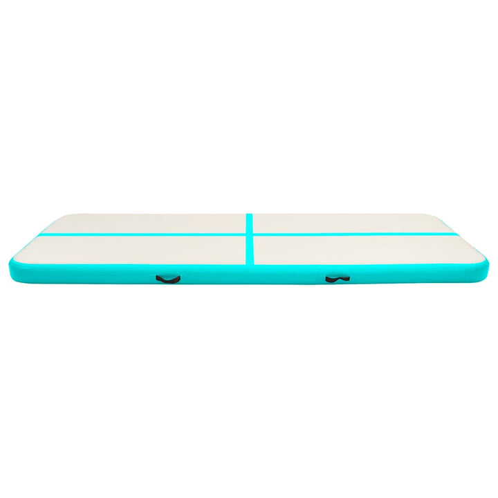 oppustelig gymnastikmåtte med pumpe 500x100x20 cm PVC grøn