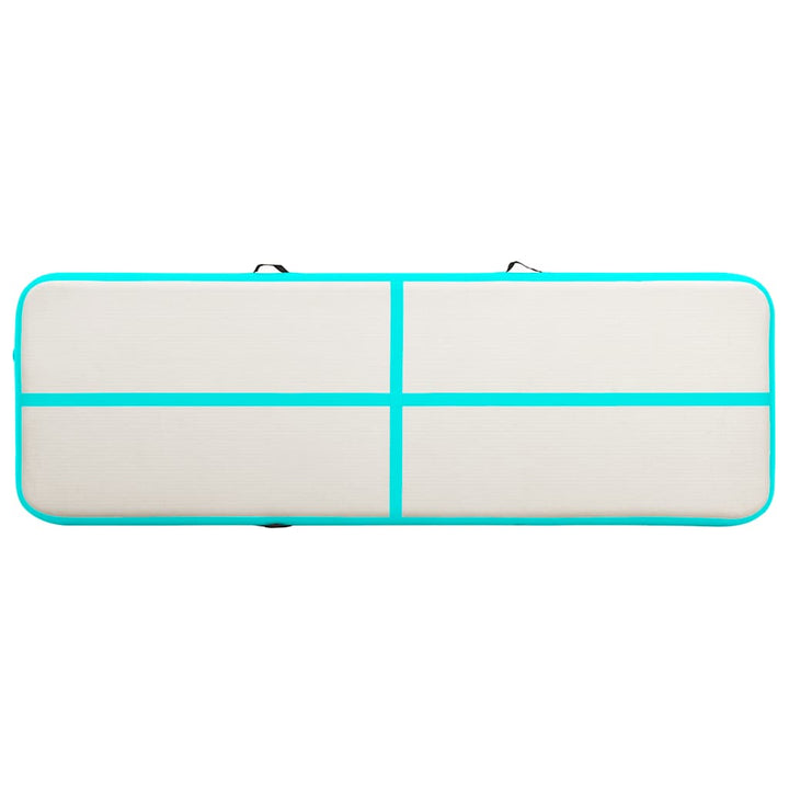 oppustelig gymnastikmåtte med pumpe 500x100x20 cm PVC grøn