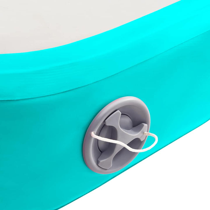 oppustelig gymnastikmåtte med pumpe 500x100x20 cm PVC grøn
