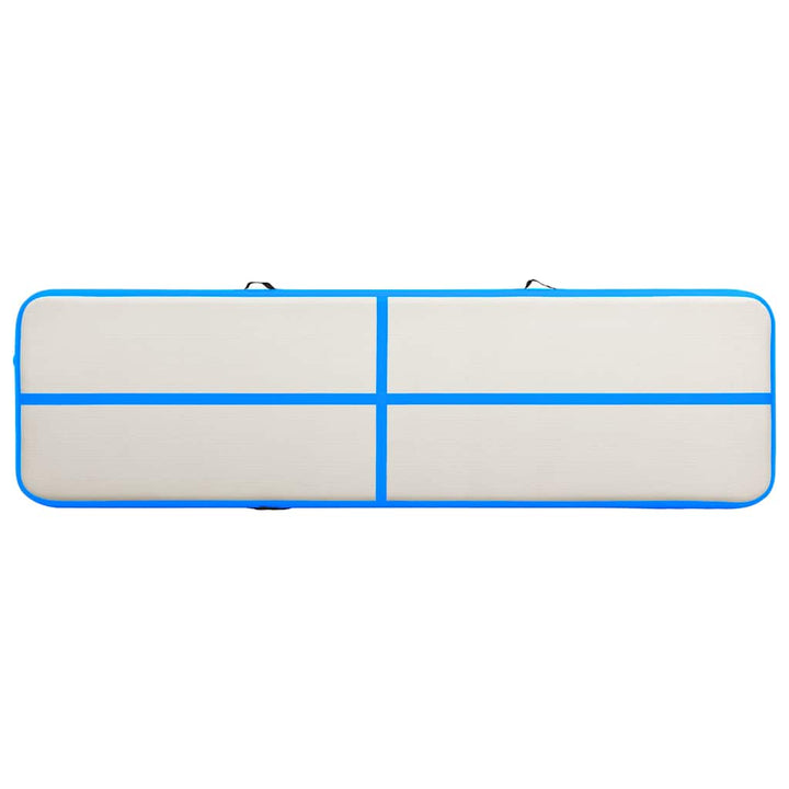 oppustelig gymnastikmåtte med pumpe 600x100x20 cm PVC blå