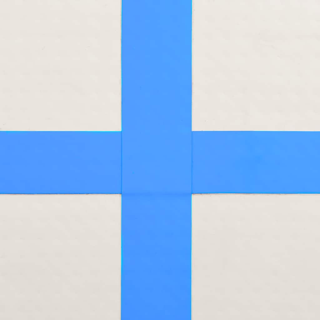 oppustelig gymnastikmåtte med pumpe 600x100x20 cm PVC blå