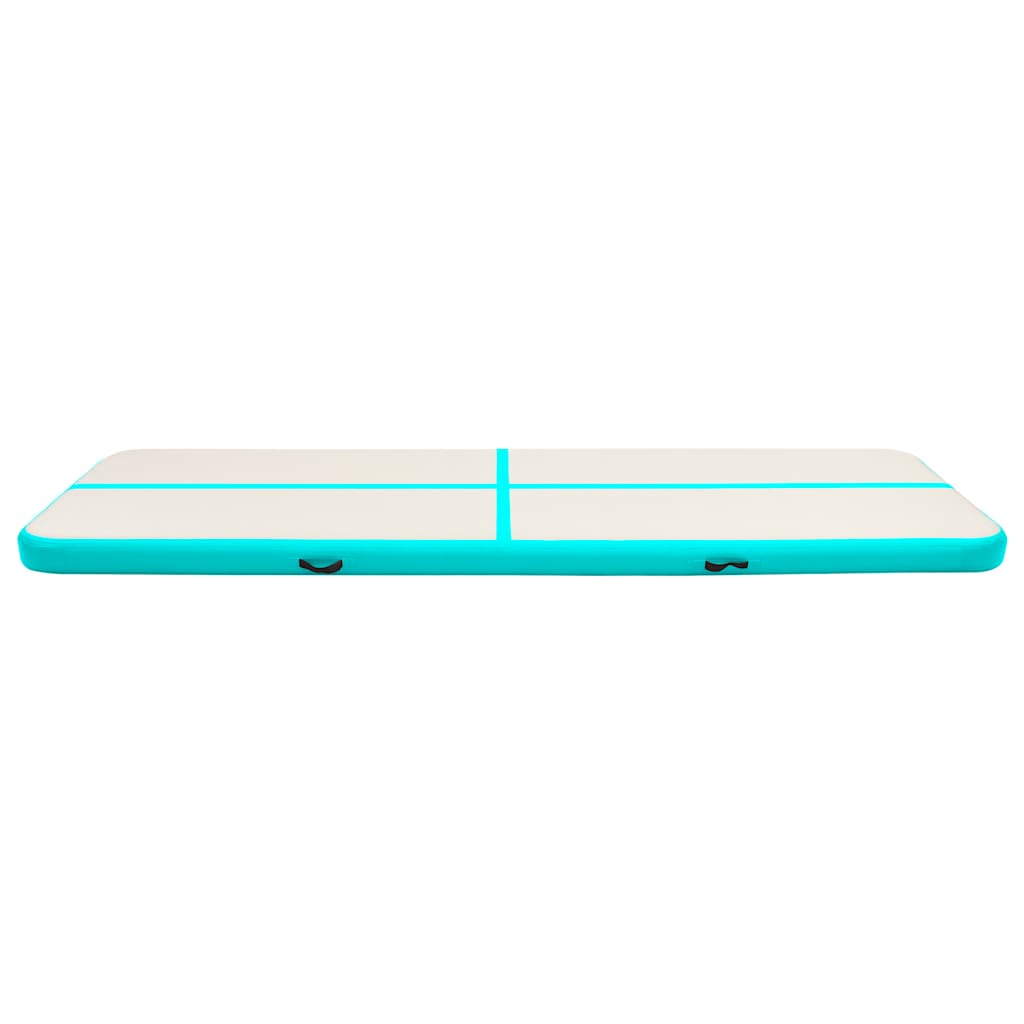 oppustelig gymnastikmåtte med pumpe 600x100x20 cm PVC grøn