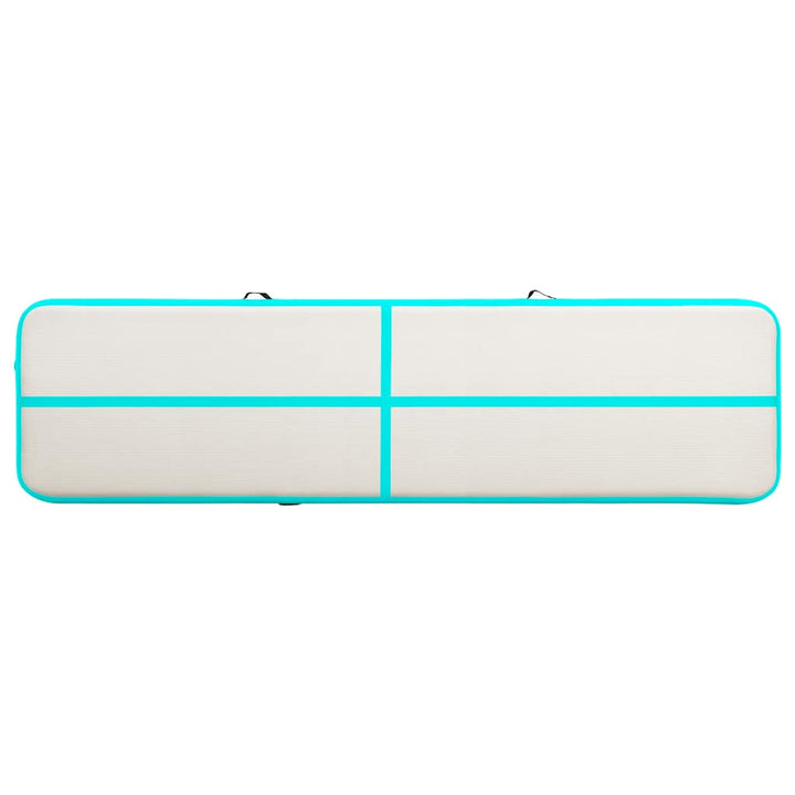 oppustelig gymnastikmåtte med pumpe 600x100x20 cm PVC grøn