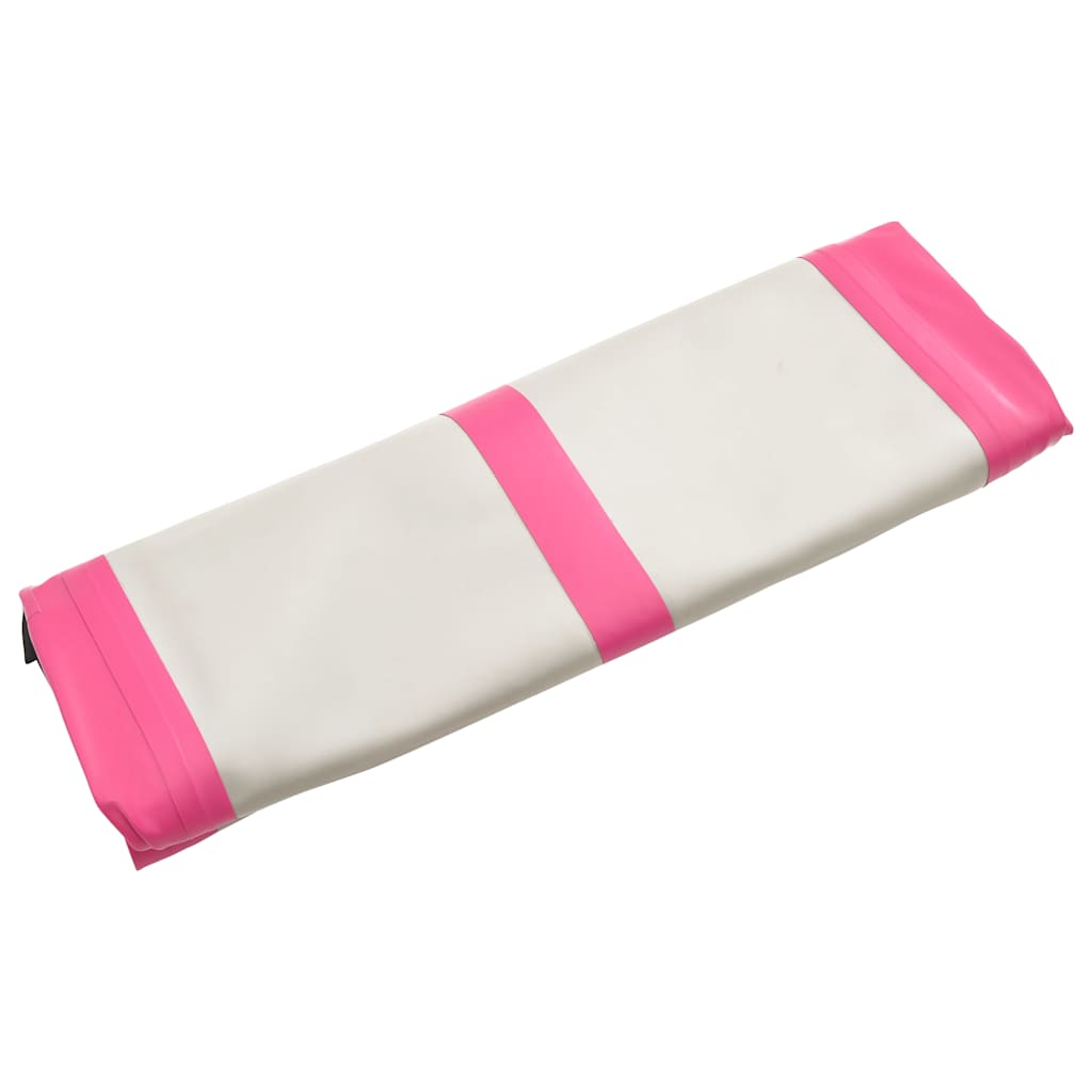 oppustelig gymnastikmåtte med pumpe 700x100x20 cm PVC lyserød