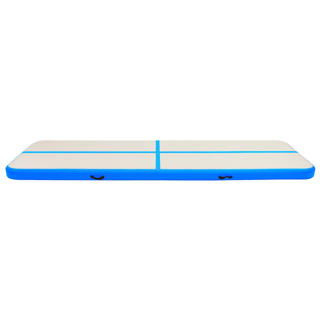 oppustelig gymnastikmåtte med pumpe 700x100x20 cm PVC blå