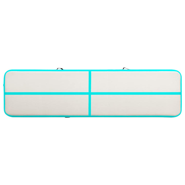 oppustelig gymnastikmåtte med pumpe 700x100x20 cm PVC grøn