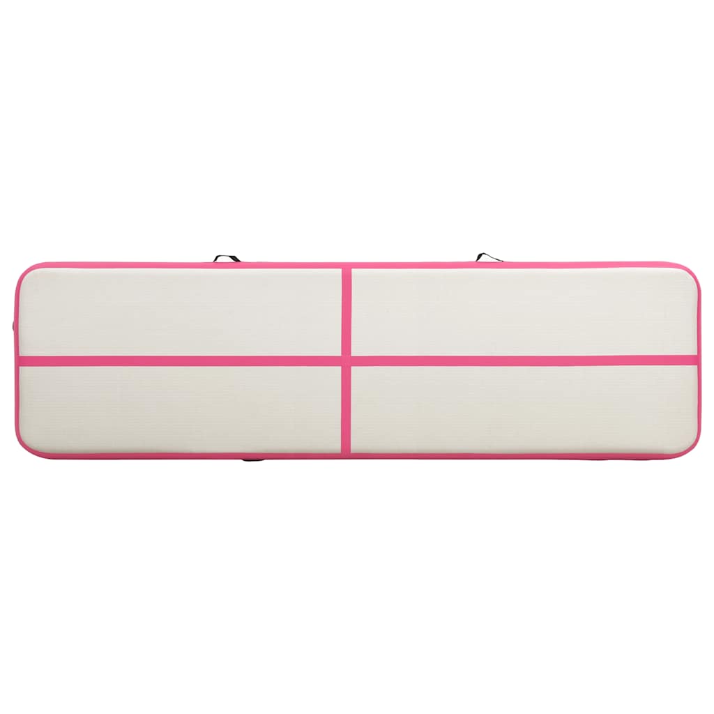 oppustelig gymnastikmåtte med pumpe 800x100x20 cm PVC lyserød