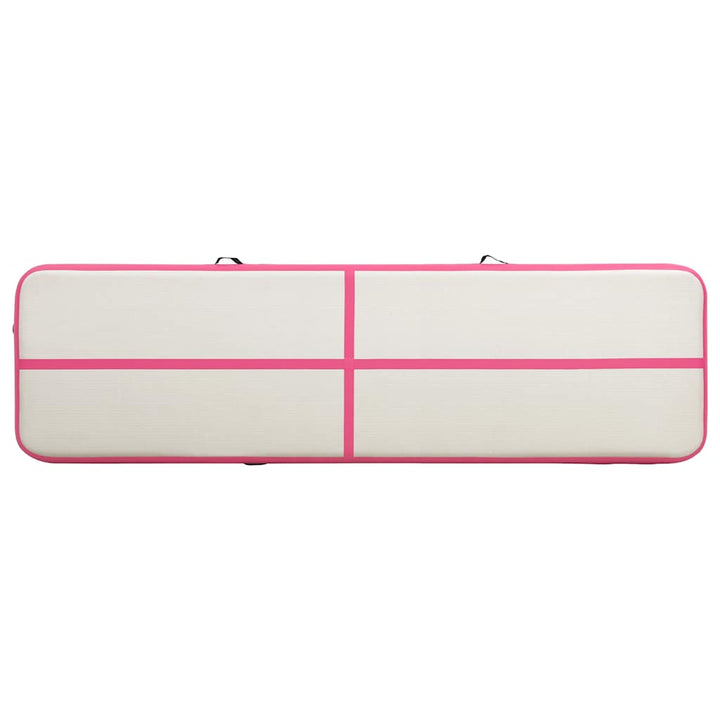 oppustelig gymnastikmåtte med pumpe 800x100x20 cm PVC lyserød