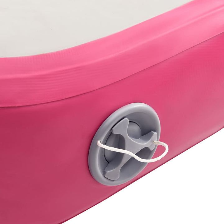 oppustelig gymnastikmåtte med pumpe 200x200x10 cm PVC lyserød