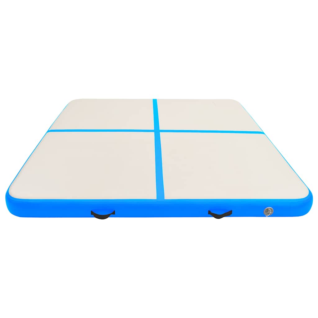 oppustelig gymnastikmåtte med pumpe 200x200x10 cm PVC blå