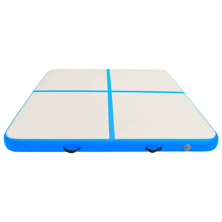 oppustelig gymnastikmåtte med pumpe 200x200x10 cm PVC blå