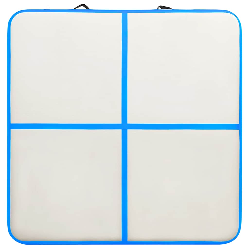 oppustelig gymnastikmåtte med pumpe 200x200x10 cm PVC blå