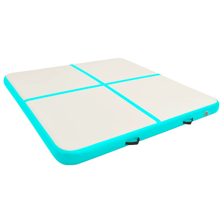oppustelig gymnastikmåtte med pumpe 200x200x10 cm PVC grøn