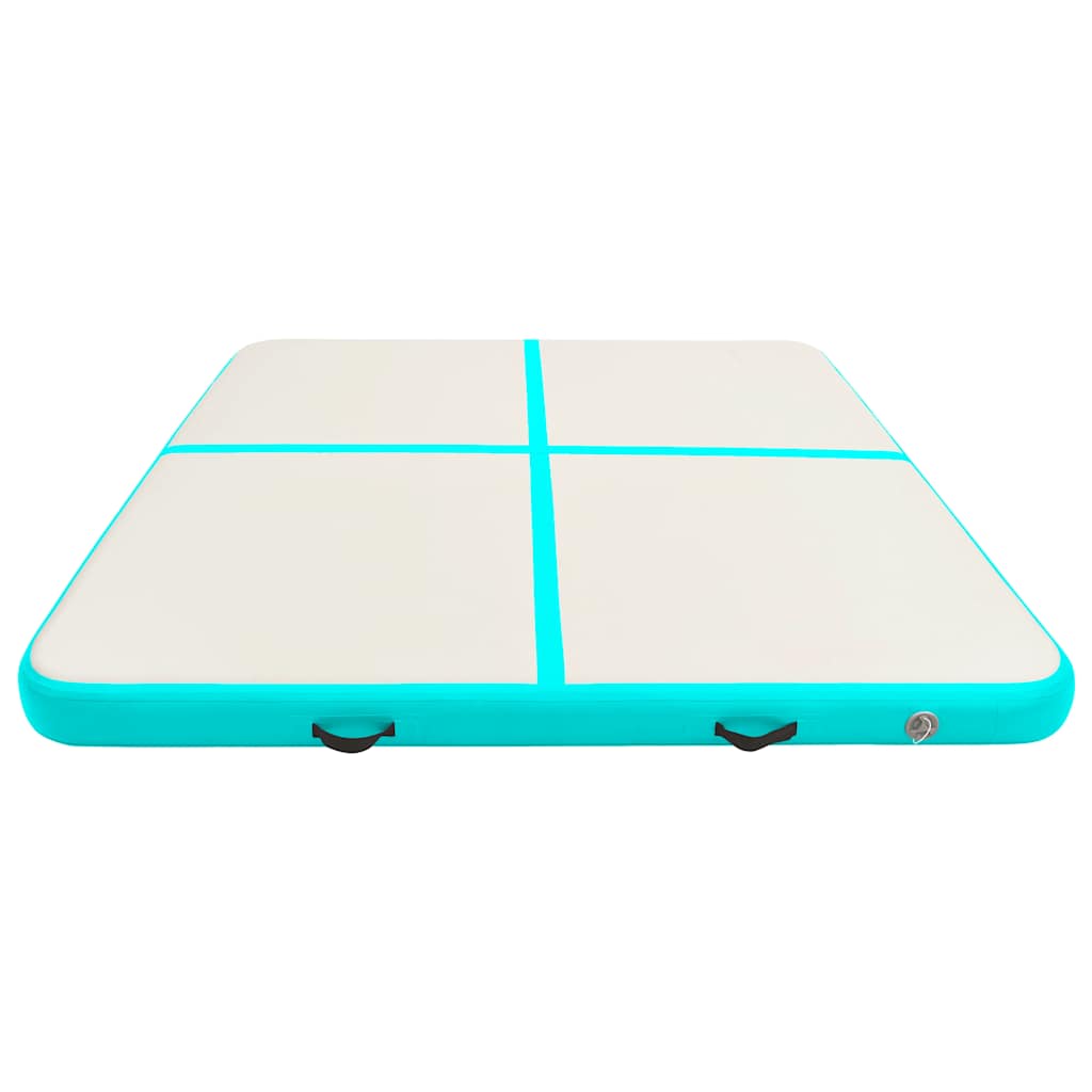 oppustelig gymnastikmåtte med pumpe 200x200x10 cm PVC grøn