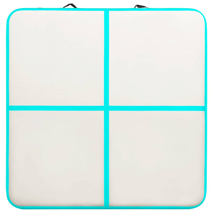 oppustelig gymnastikmåtte med pumpe 200x200x10 cm PVC grøn