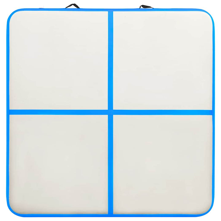 oppustelig gymnastikmåtte m. pumpe 200x200x15 cm PVC blå