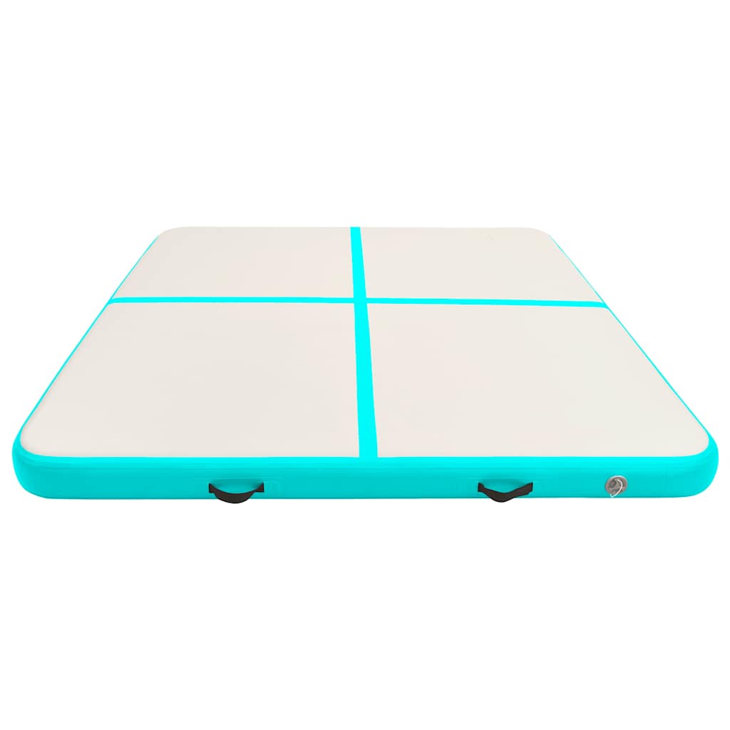 oppustelig gymnastikmåtte m. pumpe 200x200x15 cm PVC grøn