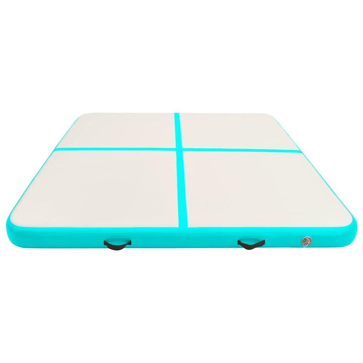 oppustelig gymnastikmåtte m. pumpe 200x200x15 cm PVC grøn
