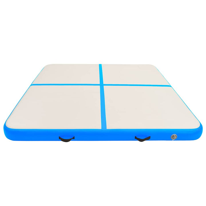 oppustelig gymnastikmåtte med pumpe 200x200x20 cm PVC blå