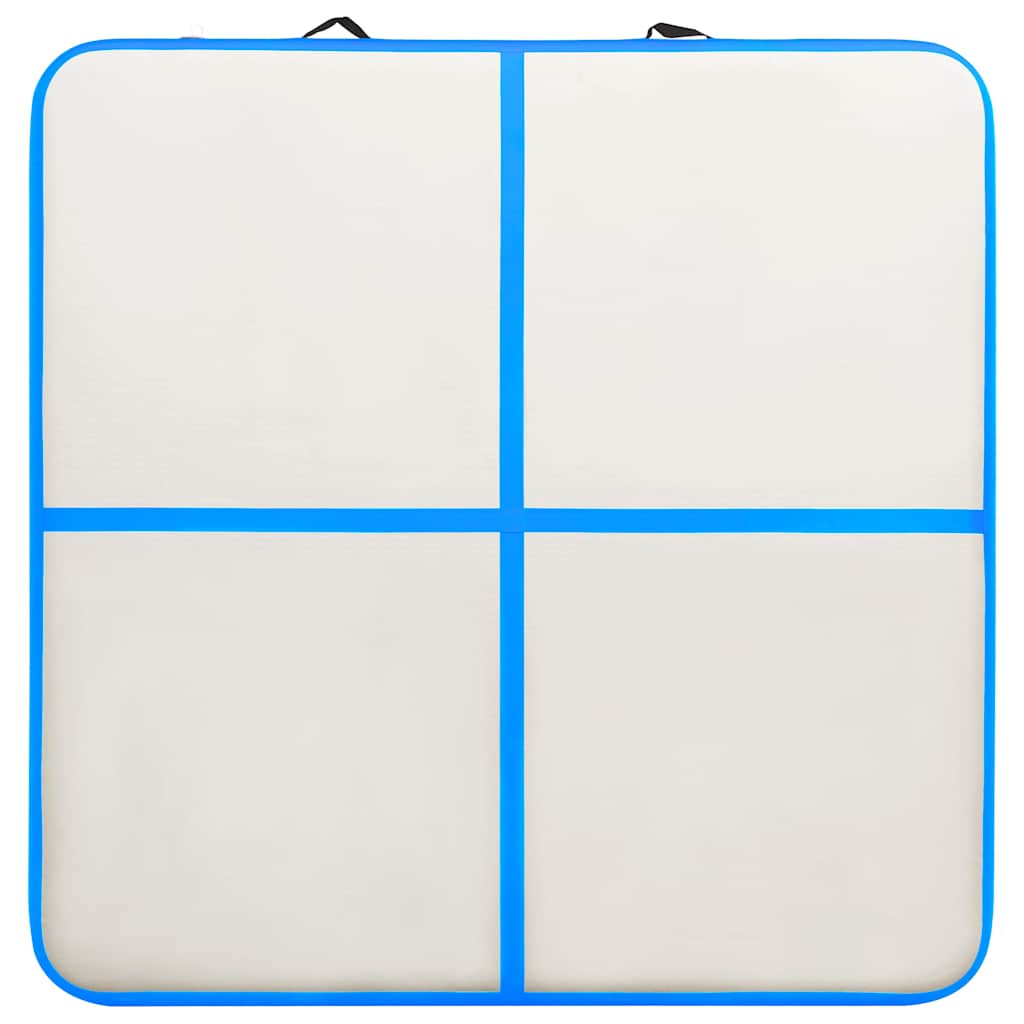 oppustelig gymnastikmåtte med pumpe 200x200x20 cm PVC blå