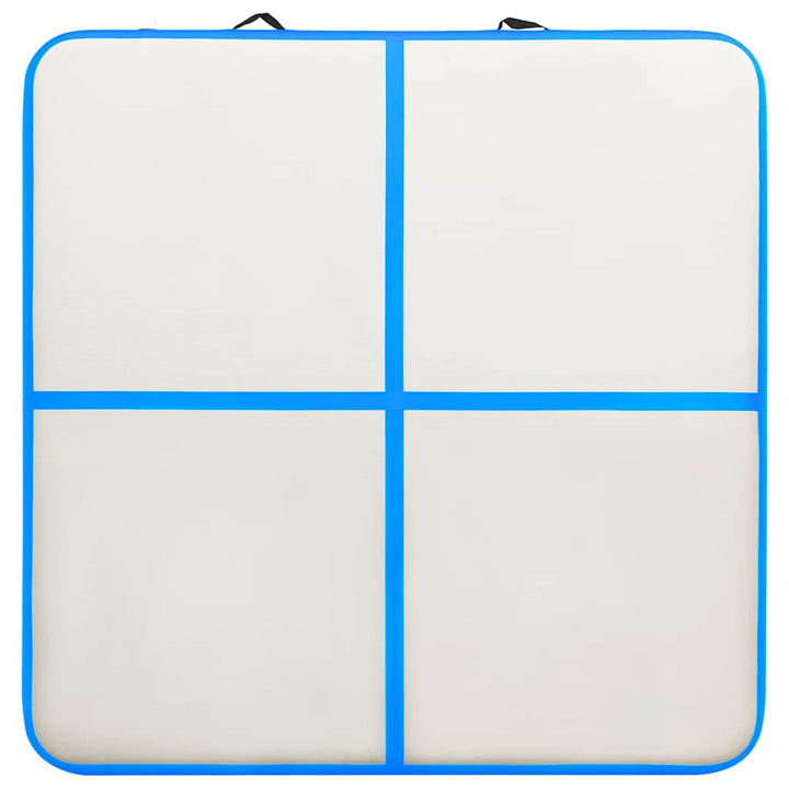 oppustelig gymnastikmåtte med pumpe 200x200x20 cm PVC blå