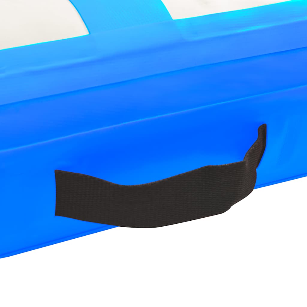 oppustelig gymnastikmåtte med pumpe 200x200x20 cm PVC blå